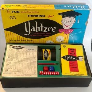 1956 Yahtzee Game E.S. Lowe Made In Canada Original Box - Vintage!! READ!
